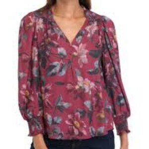 Chelsea & Theodore Size M Blouson Sleeve Floral Top, Excellent Used Condition